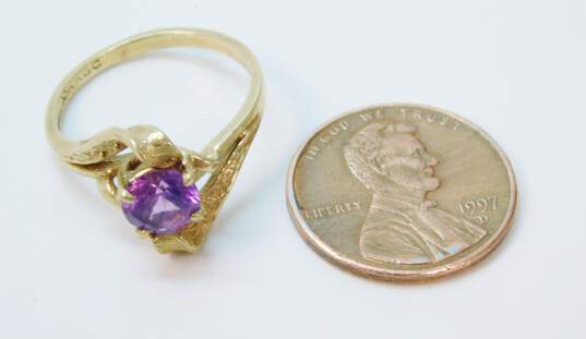 10k Yellow Gold Purple Sapphire Bypass Ring 2.5g image number 3