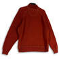 Mens Orange Tight-Knit Mock Neck 1/4 Zip Pullover Sweater Size Large image number 2