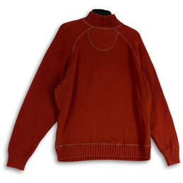 Mens Orange Tight-Knit Mock Neck 1/4 Zip Pullover Sweater Size Large alternative image