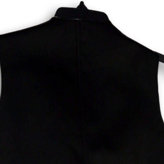 Womens Black Sleeveless Leather Asymmetrical Full-Zip Vest Size Small image number 4