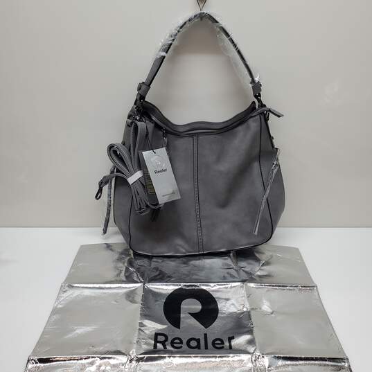Realer Shoulder HoAbo Leather Bag Gray With TAG image number 1