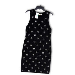 NWT Womens Black White Floral Sleeveless Pullover Sheath Dress Size Large
