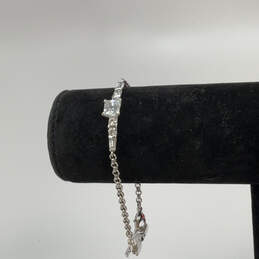 Designer Swarovski Silver-Tone Cubic Zirconia Stone Link Chain Bracelet
