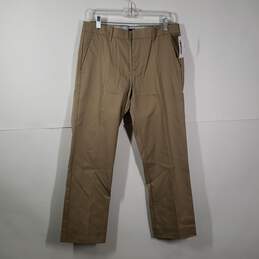 Mens Tailored Flat Front Straight Leg Slash Pockets Khaki Pants Size 31X30