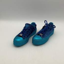 NWT Womens CTAS Miley Cyrus 563721C Blue Sparkle Faux Fur Sneaker Shoes Size 7