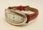 DMQ 925 Diamonique CZ Mother Of Pearl Dial Red Leather Strap Swiss Watch 21.0g image number 6