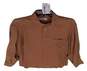 Men Brown Long Sleeve Spread Collar Solid Button Up Shirt Size Large image number 4