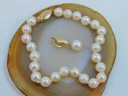 14K Yellow Gold Pink Pearl Pendant & Strand Bracelet 9.7g alternative image
