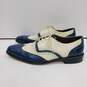 Men's Stacy Adams White/Blue Leather Dress Shoes Size 10.5 image number 1