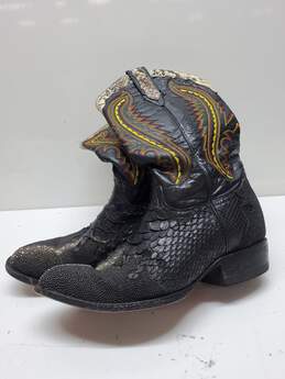 Rogers Boots Leather Faux-Snake Cowboy Boots Youth Size 11 alternative image