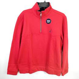 Nautica Men Red Quarter Zip Sweatshirt M NWT