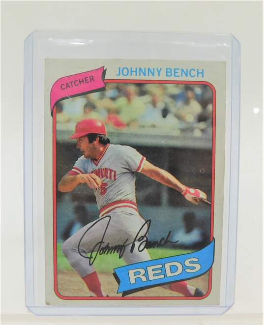 1980 HOF Johnny Bench Topps Cincinnati Reds image number 1