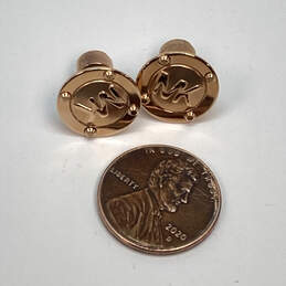 Designer Michael Kors Gold-Tone MK Logo Round Stud Earrings w/ Dustbag alternative image