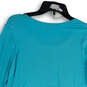 NWT Womens Blue 3/4 Sleeve Round Neck Beaded Pullover Tunic Top Size Small image number 4