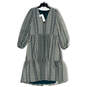 NWT Womens Green Snake Print Long Sleeve V-Neck Midi Blouson Dress Size L image number 1