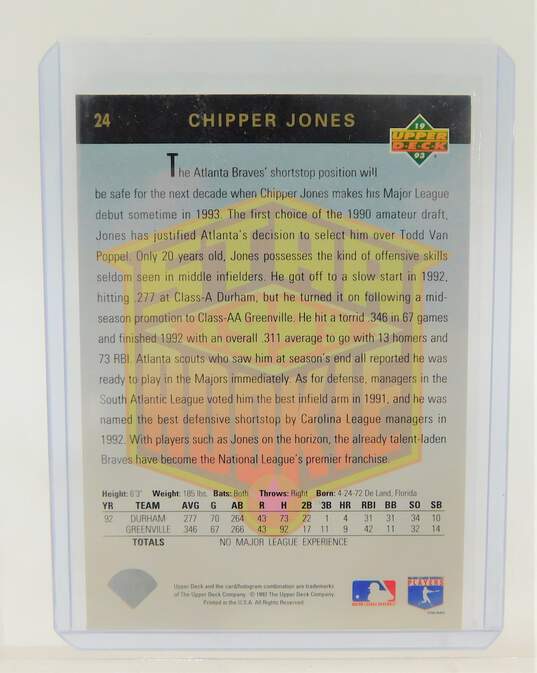 1992 HOF Chipper Jones Upper Deck Star Rookie Atlanta Braves image number 2
