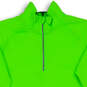Womens Neon Green Long Sleeve 1/4 Zip Mock Neck Pullover Sweater Size S image number 3