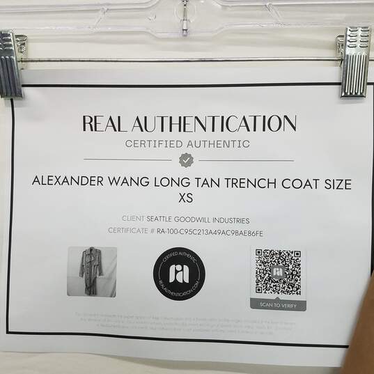AUTHENTICATED Alexander Wang Long Tan Trench Coat Size XS image number 5