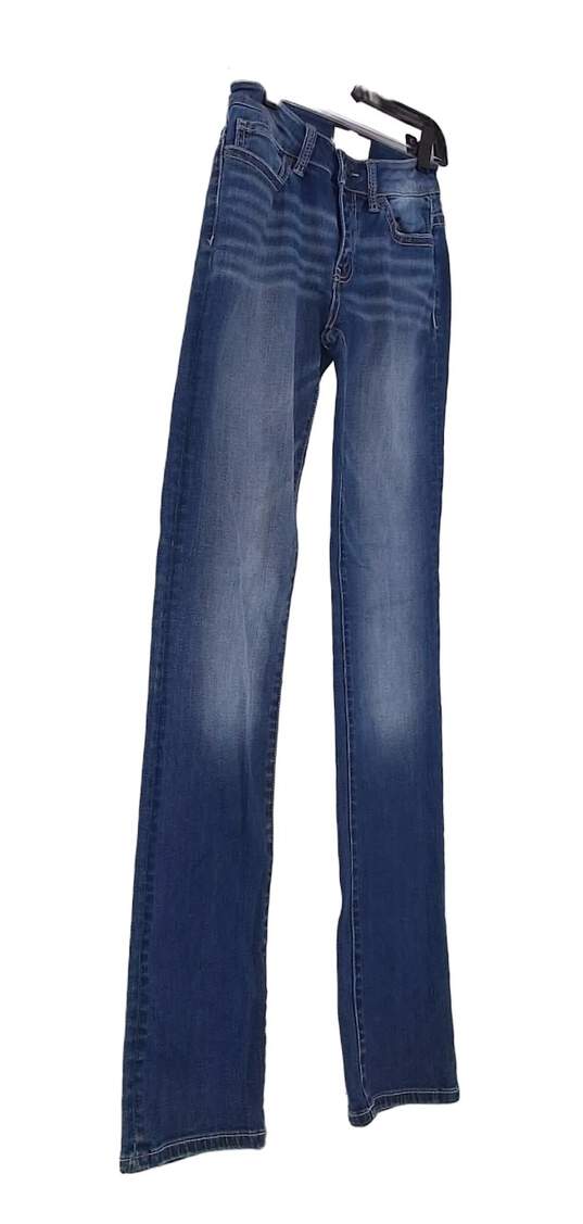 Womens Blue Medium Wash Pockets Straight Stretch Denim Jeans Size 24 image number 3