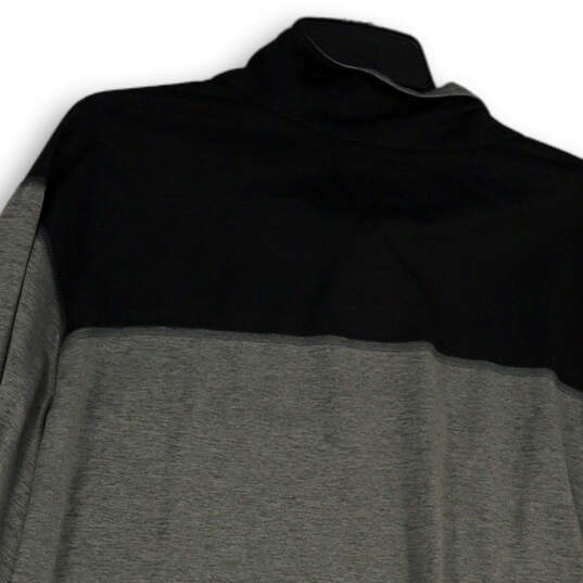 Mens Gray 1/4 Zip Mock Neck Long Sleeve Pullover Activewear Top Size XXL image number 4