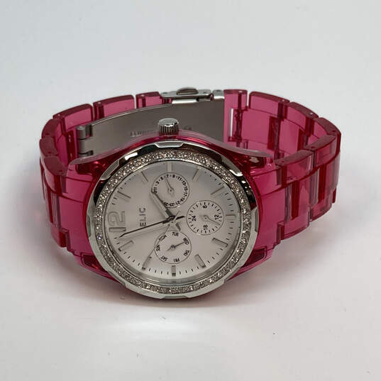 Designer Relic ZR-15584 Pink Water Resistant Round Dial Analog Wristwatch image number 3