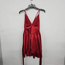 Red Sleeveless V Neck Dress with Sash alternative image