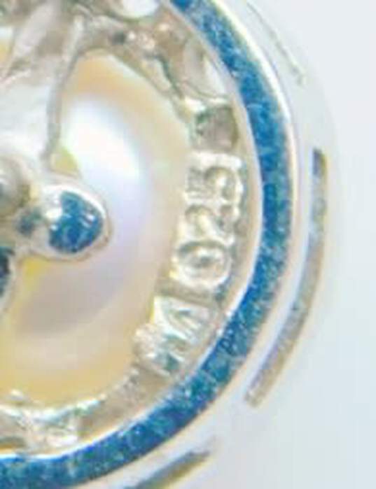 Romantic 925 Sterling Silver Garnet Scrolled Pendant Necklace Garnet & Pearl Bracelet Pearl Spinel Accent Stud Earrings & Floral Ring 14.5g image number 6