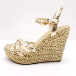 Michael Kors Leather Strappy Wedge Sandals Gold 7