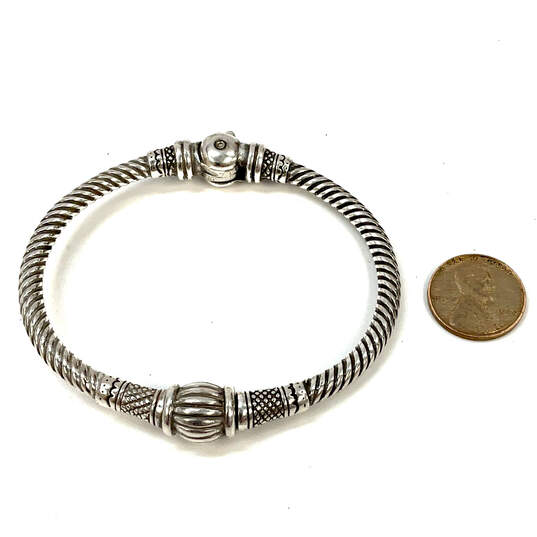 Designer Brighton Silver-Tone Twisted Hinged Engraved Bangle Bracelet image number 2