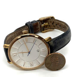 Designer Fossil ES3843 Jacqueline Black Leather Strap Analog Wristwatch