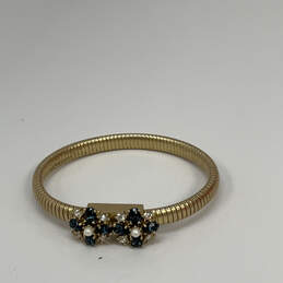 Designer Juicy Couture Gold-Tone Blue Rhinestone Pearl Bangle Bracelet alternative image