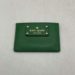 Kate Spade New York Womens Green Leather Wellesley Graham Card Holder Wallet