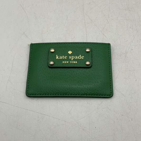 Kate Spade New York Womens Green Leather Wellesley Graham Card Holder Wallet image number 1
