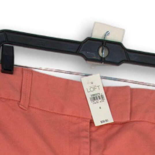 NWT Loft Womens Riviera Pink Flat Front Slash Pocket Chino Shorts Size 4 image number 3