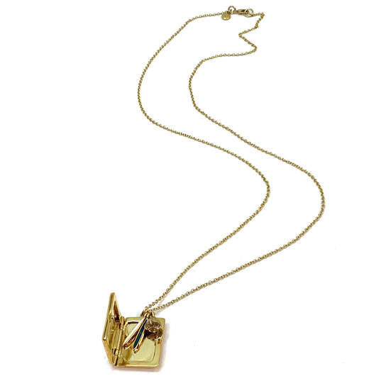 Designer J. Crew Gold-Tone Link Chain Hinged Enamel Charm Necklace image number 3