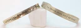 Artisan 925 Well Behaved Women & To Thine Self Be True Quotes Stamped Cuff Bracelets Set 31.5g