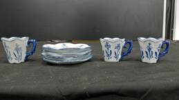 8-Piece Blue and White Porcelain Cup and Saucer China Set