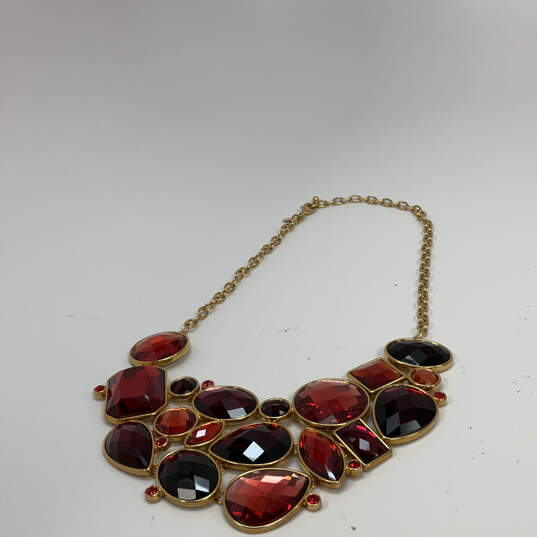Designer Joan Rivers Gold-Tone Chain Crystal Cut Stone Statement Necklace image number 3