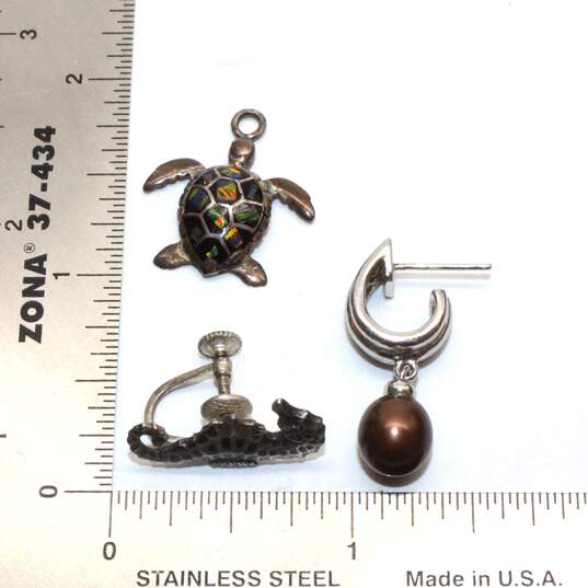 3 Pairs of Sterling Silver/950 Silver Sea Animal Themed Earrings - 14.6g image number 6
