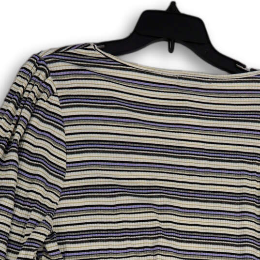 NWT Womens Multicolor Striped V-Neck Long Sleeve Pullover T-Shirt Sz 18/20 image number 4
