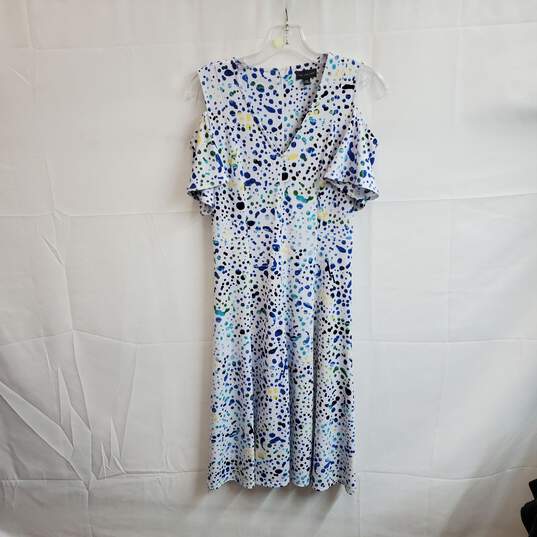 The Limited Blue & White Cold Shoulder Flutter Sleeve Dress WM Size XS NWT image number 1