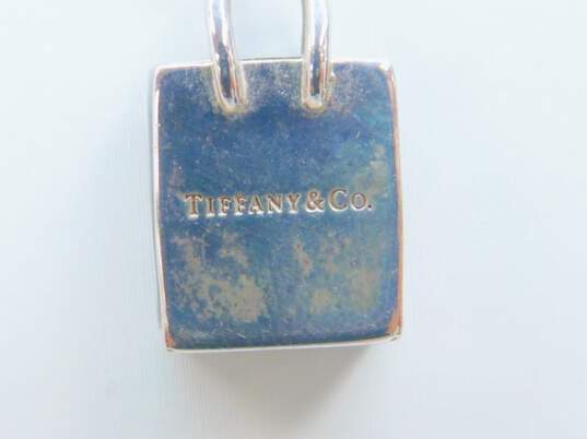 Tiffany & Co 925 Shopping Bag Pendant Cable Chain Necklace & Dust Bag 9.7g image number 4