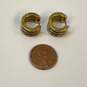 Designer Michael Kors Gold-Tone Rhinestone Pierced Hoop Earrings image number 3