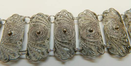Vintage 925 Sterling Silver Filigree Panel Bracelet 31.9g image number 3