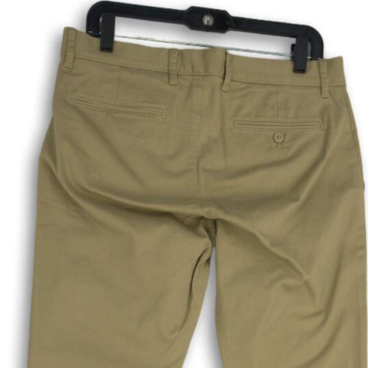 Mens Khaki Flat Front Slash Pocket Skinny Leg Chino Pants Size 32X34 image number 4