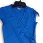 Womens Blue Surplice Neck Cap Sleeve Pullover Shift Dress Size XSP image number 3
