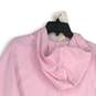 Womens Pink Long Raglan Sleeve Pockets Drawstring Full Zip Hoodie Size M image number 4