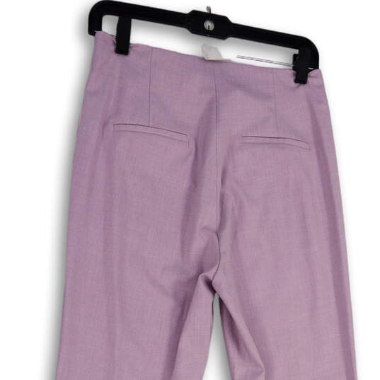 NWT Womens Purple Flat Front Side Zip Straight Leg Trouser Pants Size M image number 2