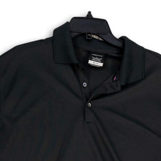 Mens 363807-060 Black Short Sleeve Spread Collar Golf Polo Shirts Size L image number 3