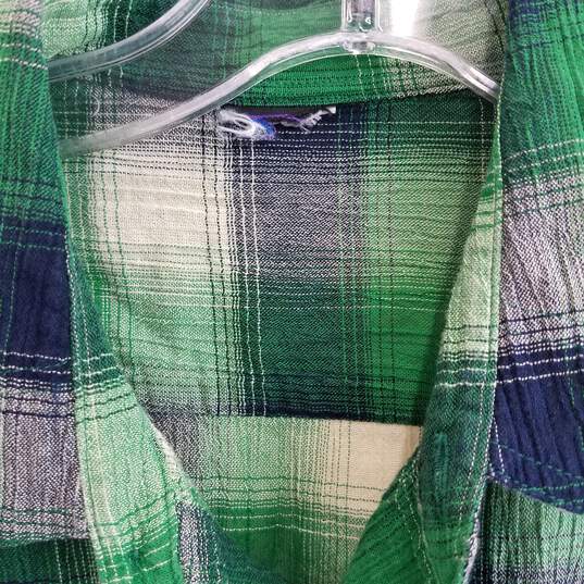 Patagonia green and navy plaid short sleeve button up image number 4